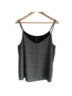 Jess Black White Camisole L Sleeveless Lined Tank Office Business Classy EUC